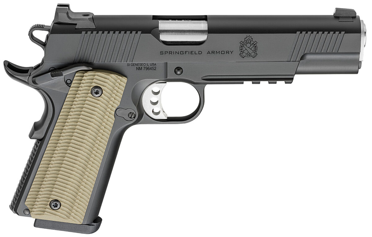 Springfield Armory PO9229 Operator 9mm Luger 9+1 5" Stainless Match Grade Steel Barrel, Black Cerakote Serrated Slide, Black Cerakote Stainless Steel Frame w/Beavertail & Picatinny Rail, VZ G10 Grips 1 156489
