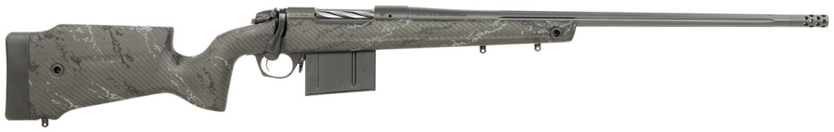 Bergara Rifles B14LM7513 B-14 Crest 7mm PRC 5+1 22" Fluted/Threaded, Sniper Gray Cerakote Barrel/Rec, Monte Carlo Carbon Fiber Stock with Black & Gray Splatter, Omni Muzzle Brake 1 158466