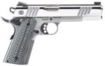 Bersa B19117050PMBG B1911 Mirror Full Size Frame 45 ACP 8+1 5" Stainless Steel Barrel, Polished Stainless Serrated Steel Slide, Stainless Steel Frame w/Beavertail, Gray VZ Grip, Ambidextrous 2 163336