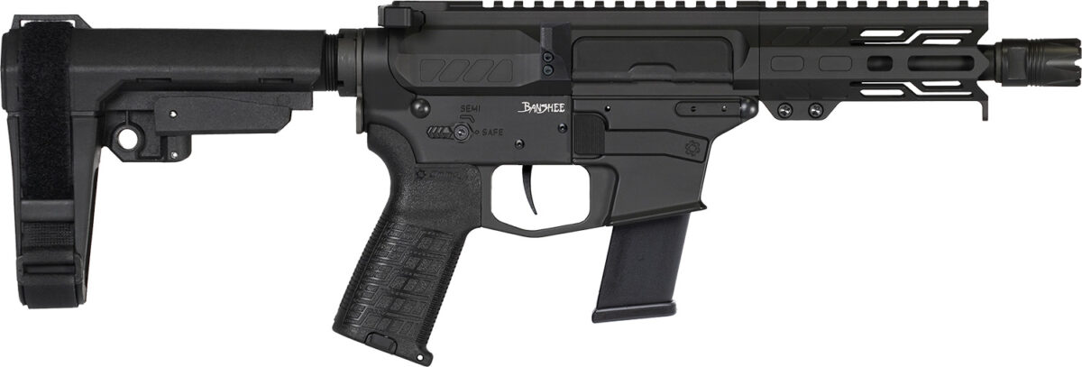 CMMG 45AB70FAB Banshee MKG 45 ACP 13+1 5" Black Nitride Medium Taper Threaded Barrel, EML 4" M-LOK Handguards Black Armor Cerakote, Aluminum Picatinny Rail Receiver, CMMG Zeroed Grips 1 166431