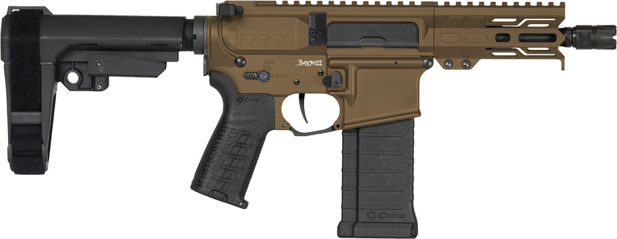 CMMG 54A3B0FMB Banshee MK4 5.7x28mm 40+1 5" Black Nitride Medium Taper Threaded Barrel, M-LOK Handguards Midnight Bronze Cerakote Aluminum, Picatinny Rail Receiver, CMMG Zeroed Grips 1 166499