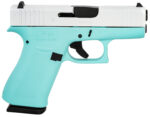 Glock UX4350204REBFPWS G43X Sub-Compact Frame 9mm Luger 10+1 3.41" Black GMB Barrel, Pearl White Cerakote Serrated Steel Slide, Robin Egg Blue Cerakote Polymer Frame w/Beavertail, Ambidextrous 2 169922
