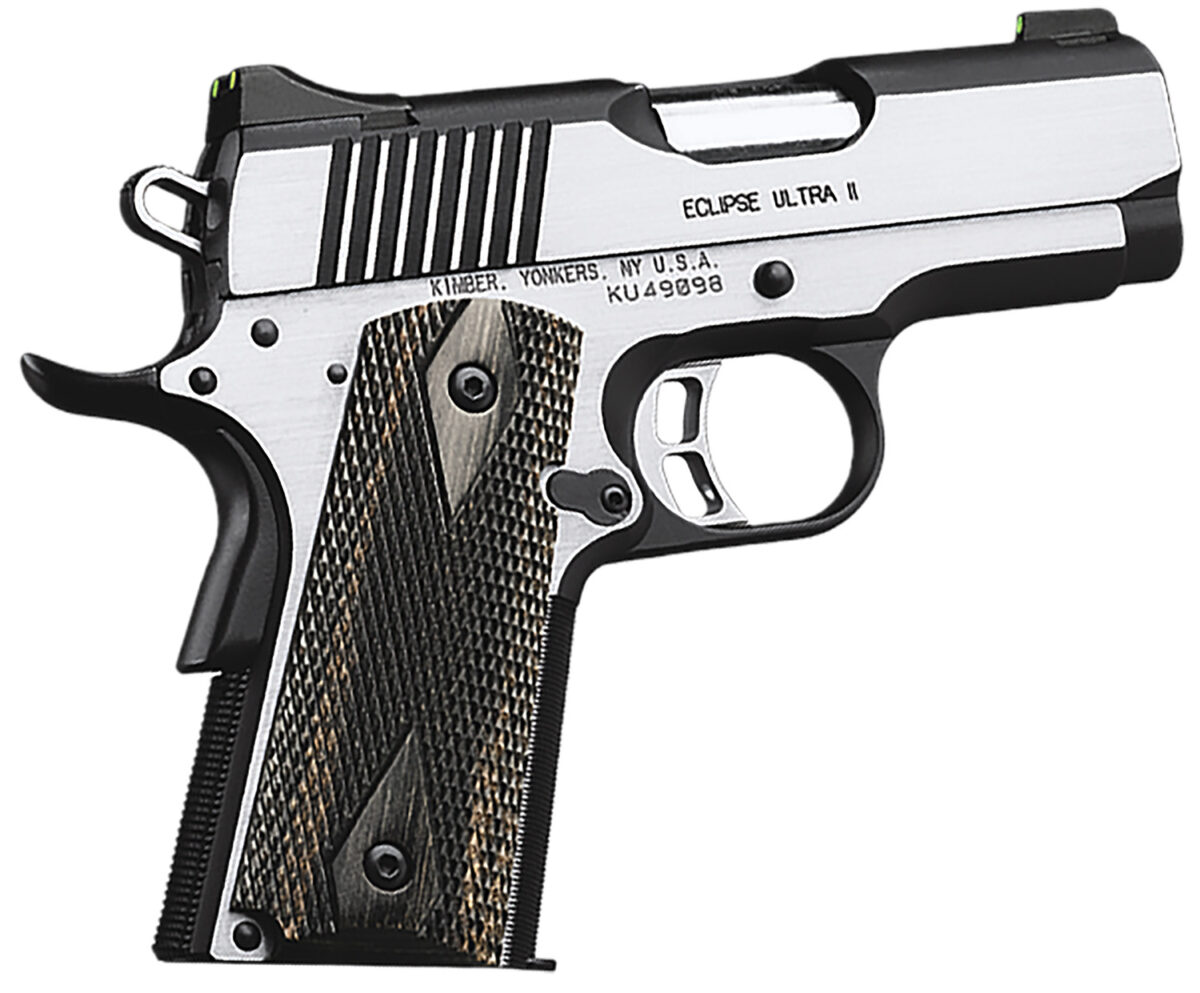 Kimber Mfg.,inc 3200042CA Eclipse Ultra II (CA) 45 ACP 7+1 3" Stainless Steel Slide Brush Polished Front Strap Checkering Laminated Gray/Black Double Diamond Grip 1 170443
