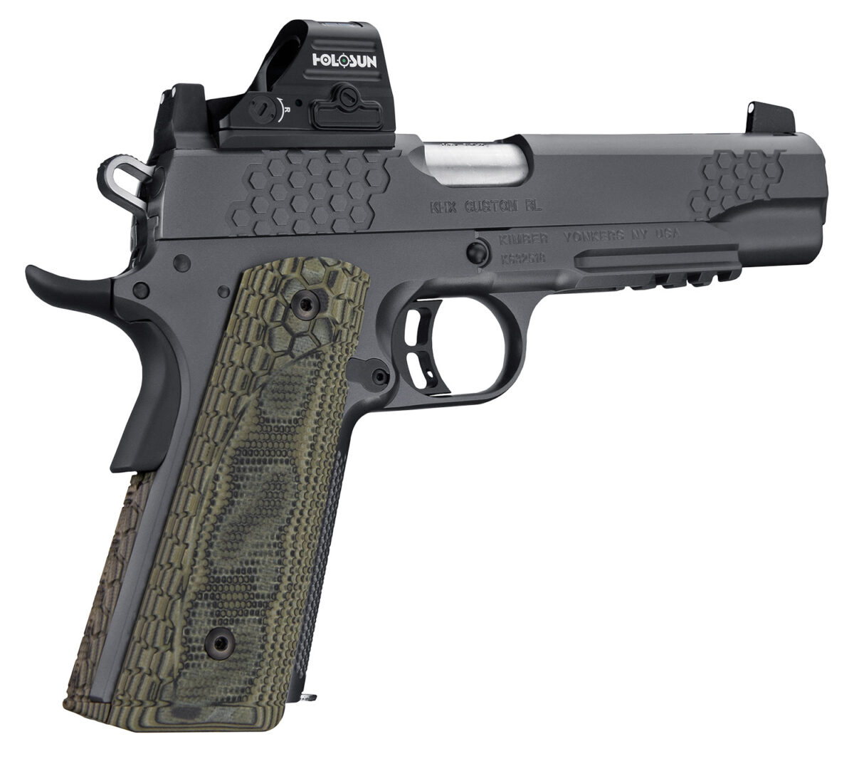 Kimber Mfg.,inc 3000437 KHX Custom RL (OI) 9mm 9+1 5" Front Serrations Stainless Steel Slide Gray KimPro II G-10 Grip 1 170480