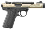Ruger 43955 Mark IV 22/45 Lite 22 LR 10+1 4.40" Stainless Threaded Barrel, Champagne Anodized Serrated Slide w/Picatinny Rail, Black Anodized Polymer Frame, Black Checkered 1911-Style Grip 2 174474