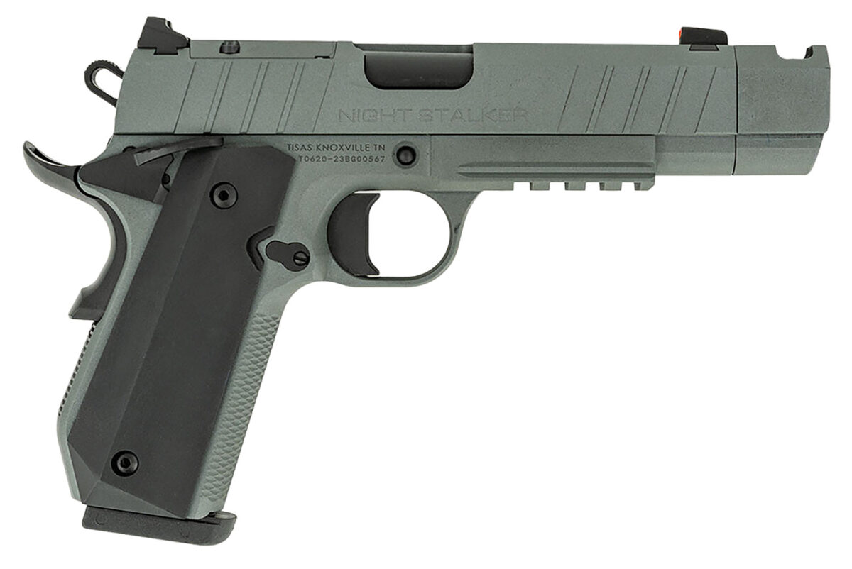 Tisas 10100133 1911 Night Stalker Carry Frame 9mm Luger 10+1 4.25" Black Cerakote Bull Barrel, Gray Cerakote Serrated Steel Slide, Gray Cerakote Steel Frame w/Beavertail & Picatinny Rail 1 176842