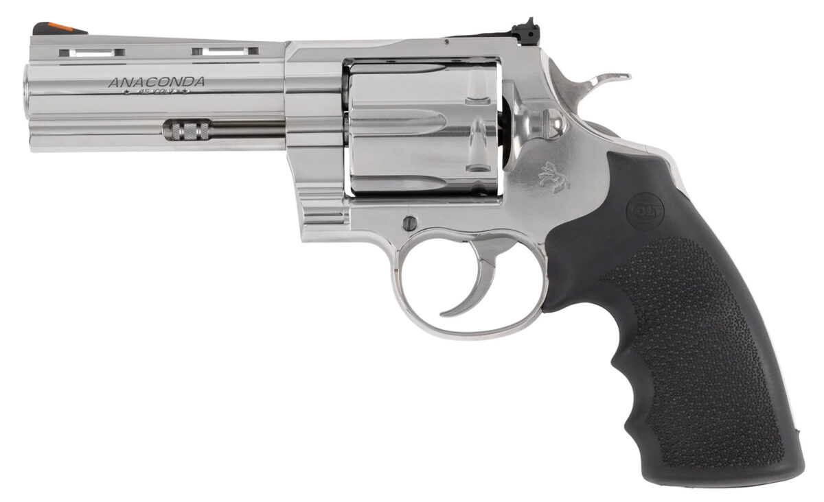 Colt Mfg ANACONDASP4RTS45C Anaconda 45 Colt (Long Colt) 6rd Shot 4.25" Stainless Vent Rib Barrel, Cylinder & Frame, Black Grip 1 181441
