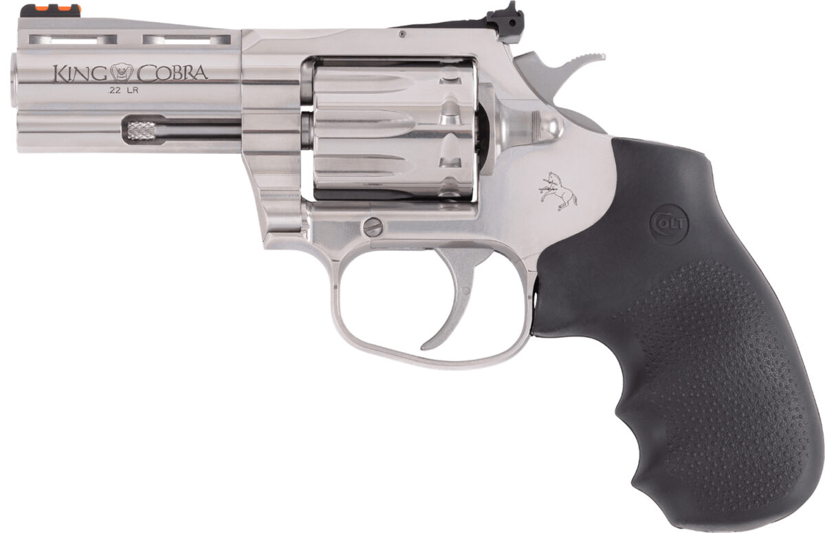 Colt Mfg KCOBRA22SP3RFO King Cobra 22 LR 10 Shot 3" Stainless Vent Rib Barrel, Stainless Cylinder & Frame, Black Rubber Grip 1 183628