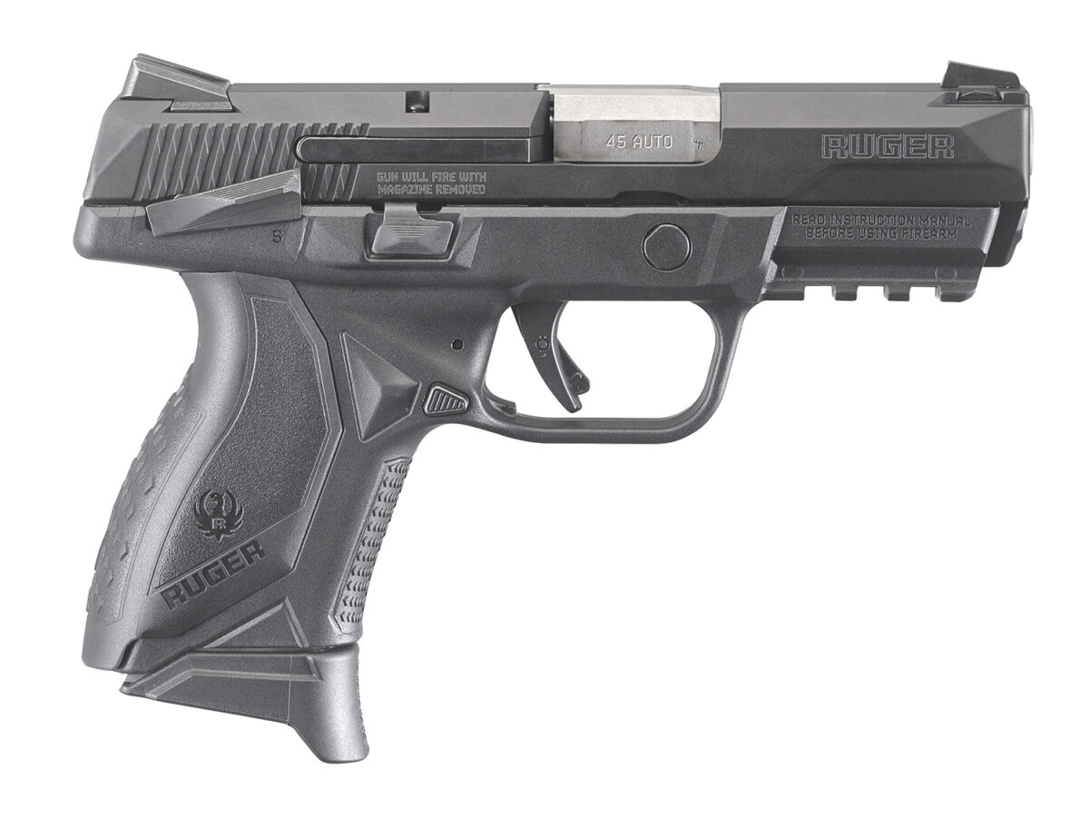 Ruger 8648 American Pistol Compact Frame 45 ACP 10+1 3.75" Black Nitride Stainless Steel Barrel & Serrated Slide, Black Polymer Frame w/Picatinny Rail, Textured Wraparound Grip, Right Hand 1 34251
