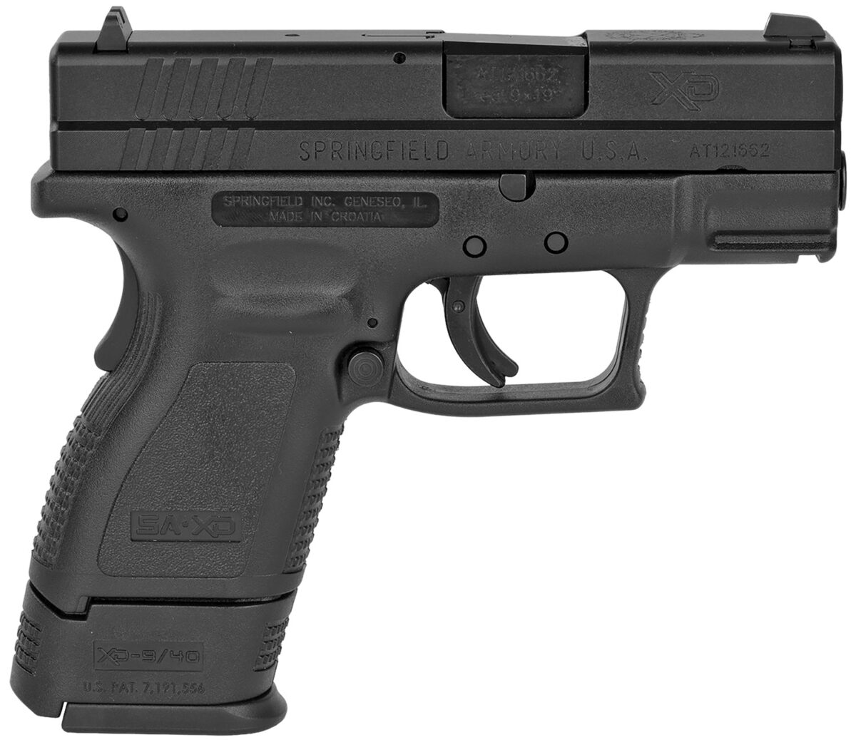 Springfield Armory XD9801 XD *CA Compliant Sub-Compact 9mm Luger 10+1, 3" Black Melonite Steel Barrel & Serrated Slide, Black Polymer Frame w/Picatinny Rail, Black Polymer Grip 1 62273