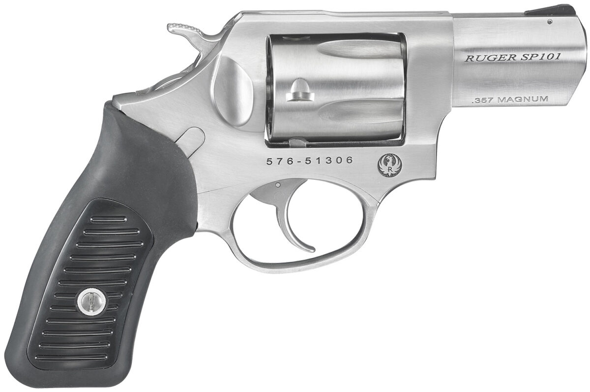 Ruger 5718 SP101 357 Mag 5rd 2.25" Satin Stainless Steel Barrel, Cylinder & Frame, Black Rubber Grip, Transfer Bar Safety, Exposed Hammer 1 70240