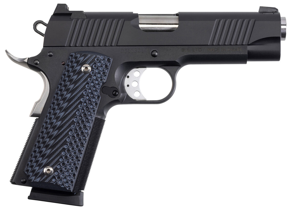 Magnum Research DE1911C 1911 C 45 ACP Caliber with 4.33" Bull Barrel, 8+1 Capacity, Overall Matte Black Finish Carbon Steel, Beavertail Frame, Serrated Slide & Black/Gray G10 Grip 1 72966