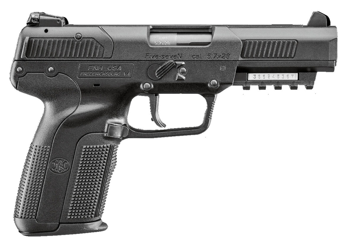 FN 3868929302 Five-seveN *CA Compliant 5.7x28mm 10+1 4.80" Black Steel Barrel, Black Serrated Steel Slide, Matte Black Polymer Frame w/Picatinny Rail, Black Textured Polymer Grip, Ambidextrous 1 84946