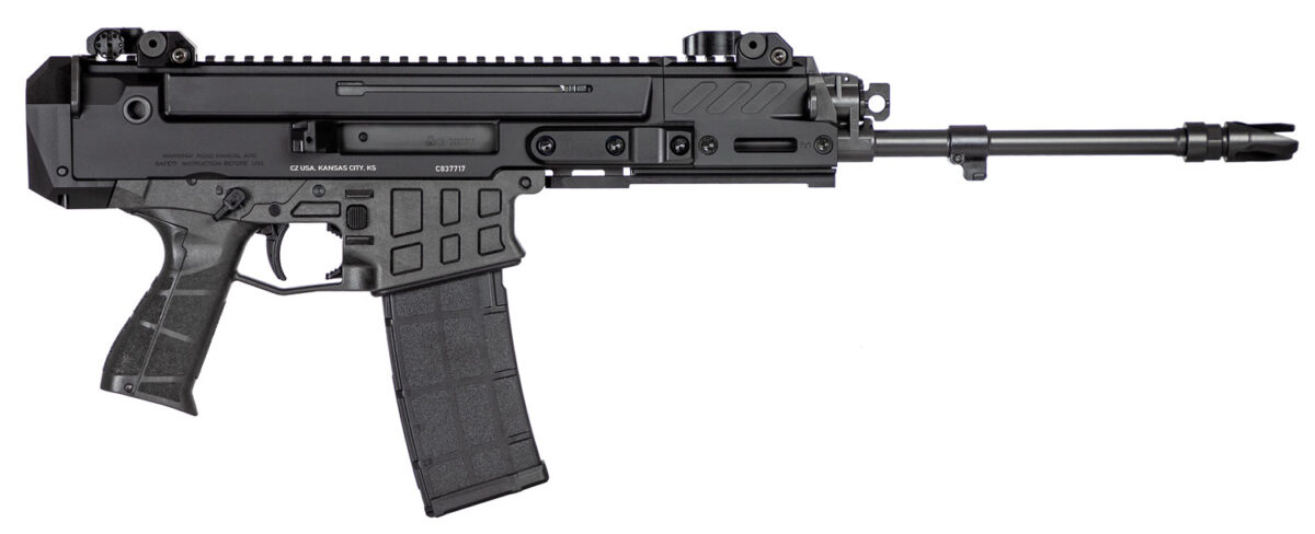 CZ-USA 91452 Bren 2 MS 5.56x45mm NATO Caliber with 14.17" Barrel, 30+1 Capacity, Overall Black Finish, Carbon Fiber Receiver, Ambi Mag Release, Stippled Black Polymer Grip Right Hand 1 107691