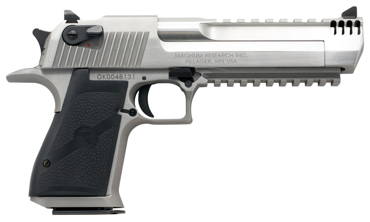 Magnum Research DE429SRMB Desert Eagle Mark XIX 429 DE 6" with Muzzle Brake 7+1 Matte Stainless Steel Frame 7 Slide Black Rubber Grip 1 108280