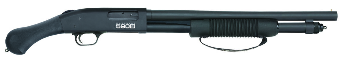 Mossberg 51600 590S Shockwave Full Size Frame 12 Gauge Pump 3" 10+1 18.50" Matte Blued Steel Barrel, Black Anodized Stainless Steel Receiver, Black Raptor Birdshead Grip 1 140722