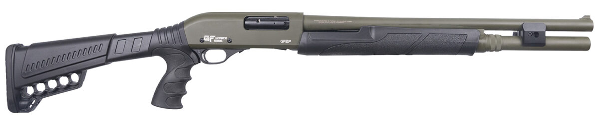 Gforce Arms GF2P12 GF2P 12 Gauge Pump 3" Chamber 7+1 20" Fixed Cylinder Bore, OD Green Barrel/Rec, Black Furniture, 5rd Shell Carrier Stock, Rubber Pistol Grip, Blade Sight, 3rd Shell Holder on Rec 1 156778