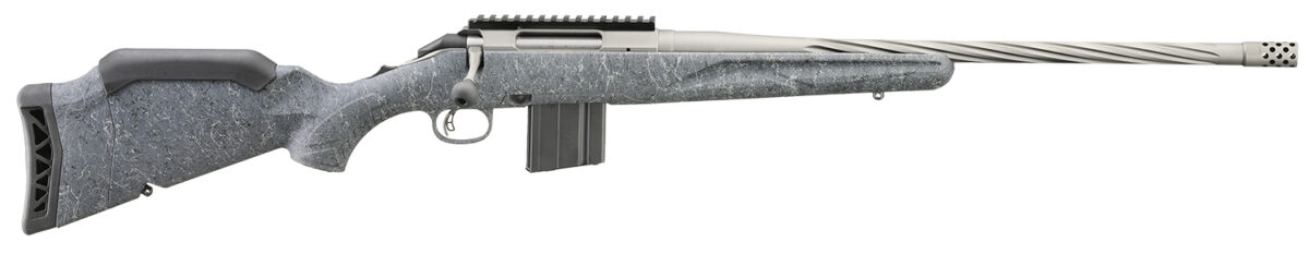 Ruger 46910 American Rifle Gen II Full Size 6mm ARC 10+1 20" Cobalt Cerakote Threaded Barrel, Picatinny Rail Steel Receiver, Gray Splatter Adjustable Synthetic Stock 1 164943