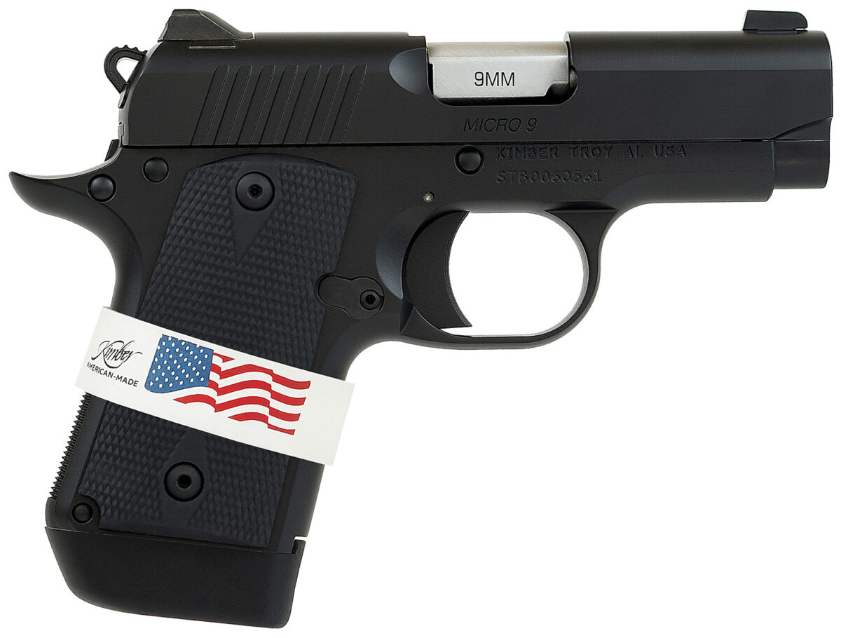 Kimber Mfg, Inc 3300244 Micro 9 Liberty Micro Frame 9mm Luger 7+1 3.15" Stainless Ramped Barrel, KimPro II Black Serrated Stainless Steel Slide, Kimpro II Black Aluminum Frame w/Beavertail 1 170628