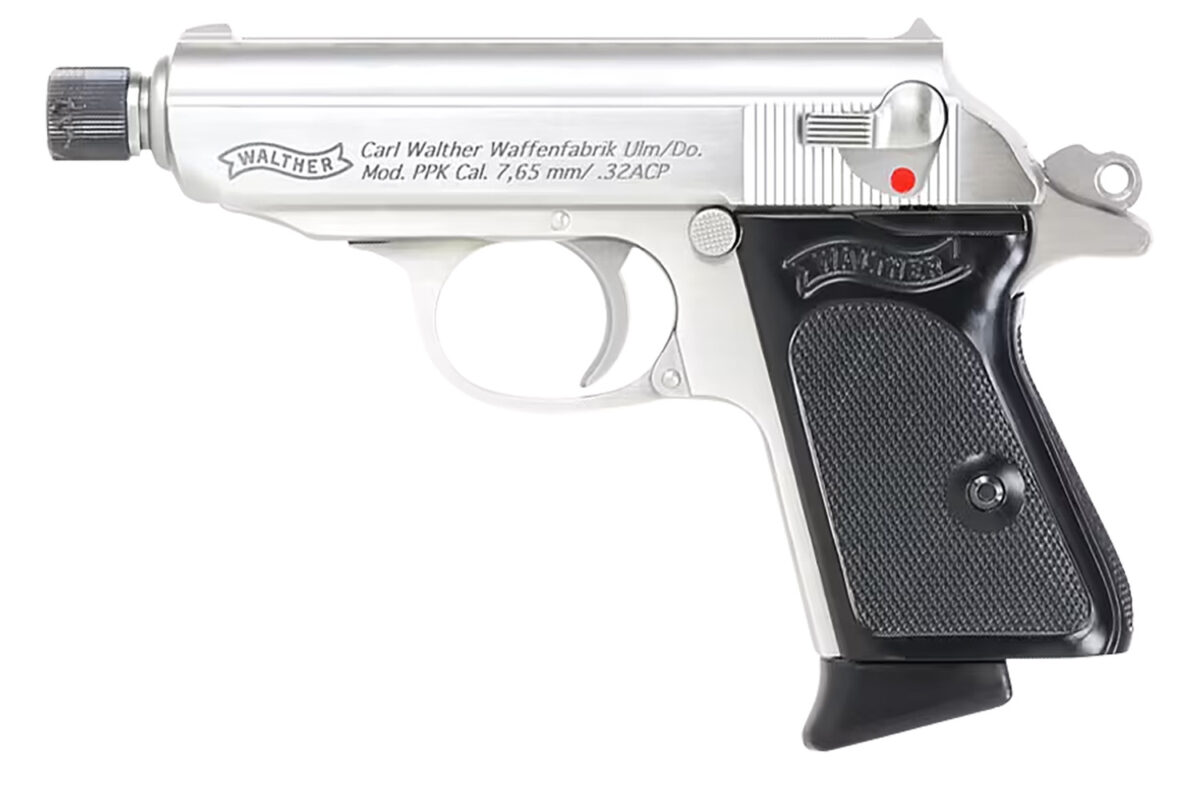 Walther Arms 4796060 PPK 32 ACP 6+1 3.30" Stainless Steel Threaded Barrel, Stainless Serrated Steel Slide, Stainless Steel Frame w/Beavertail, Textured Polymer Grip 1 170967