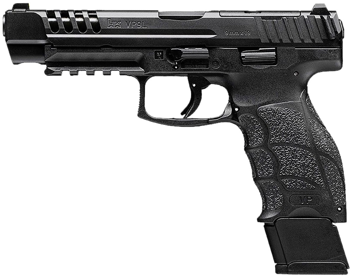 HK 81001156 VP9L 9mm Luger 20+1 5" Black Polygonal Rifled Barrel, Long/Lightening Cuts/Optic Cut Steel Slide, Polymer Frame w/Picatinny Rail, Black Interchangeable Backstrap Grip 1 172690