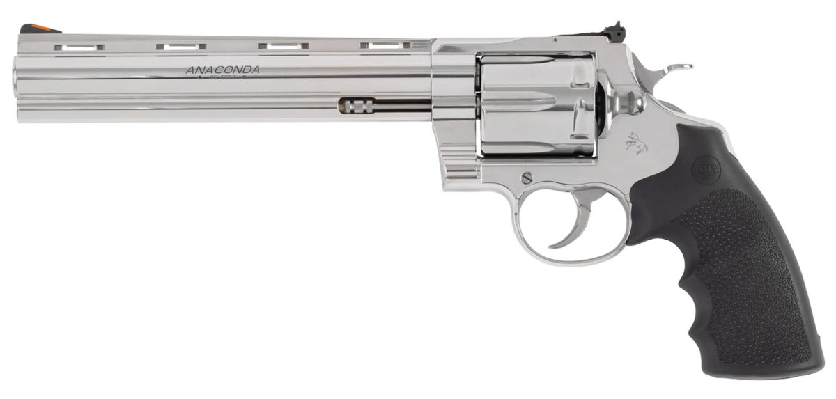 Colt Mfg ANACONDASP8RTS45C Anaconda 45 Colt (Long Colt) 6rd Shot 8" Stainless Vent Rib Barrel, Cylinder & Frame, Black Grip 1 181443