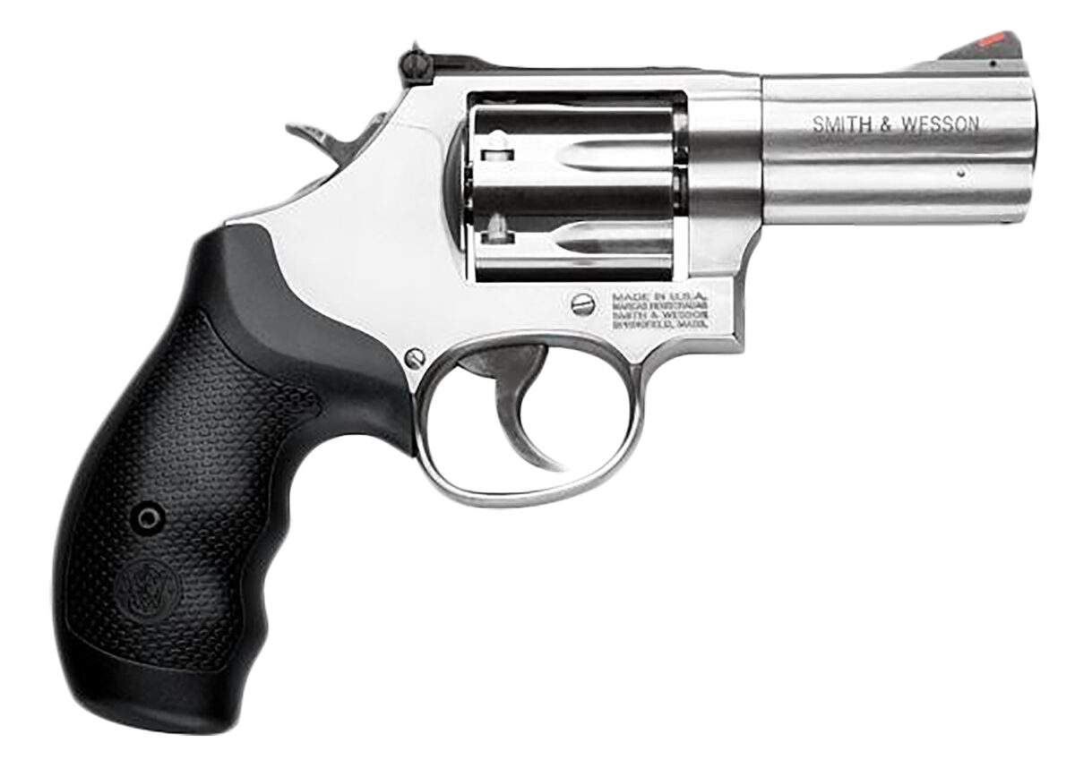 Smith & Wesson 164300 M686 Plus L-Frame 38 S&W Spl +P/357 Mag 7rd, 3" Satin Stainless Steel Barrel, Cylinder & Frame, Black Finger Groove Grip 1 43703