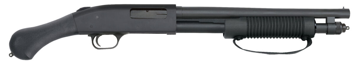 Mossberg 50657 590 Shockwave 20 Gauge Pump 3" 5+1 14.38" Matte Blued Heavy-Walled Barrel, Drilled & Tapped Matte Blued Stainless Steel Receiver, Black Raptor Birdshead Grip 1 45327