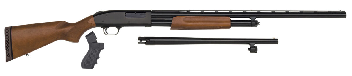 Mossberg 54169 500 Combo 12 Gauge 5+1 3" Blued 28" Vent Rib/18.5" Security Barrels, Blued Steel Receiver, Dual Extractors, Fixed Wood w/Black Pistol Grip Stock, Includes Cylinder Bore Accu-Set Choke 1 46907