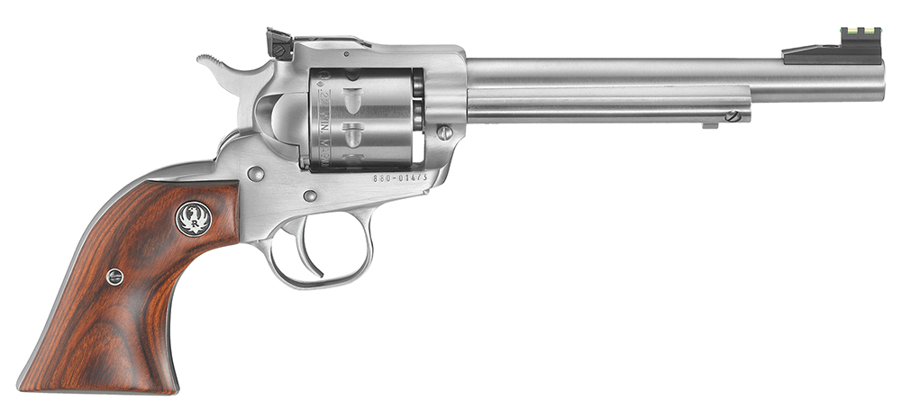 Ruger 0626 Single-Six Convertible 22 LR 22 WMR 6rd 6.50" Satin Stainless Steel Barrel, Cylinder & Frame, Hardwood Grip, Transfer Bar Safety, Exposed Hammer 1 70106