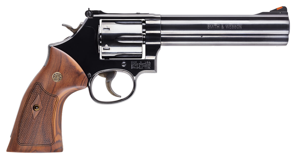 Smith & Wesson 150908 Model 586 Classic 357 Mag or 38 S&W Spl +P Blued Carbon Steel 6" Barrel, 6rd Cylinder & Square Butt L-Frame, Wood Grip With S&W Medallions 1 80158