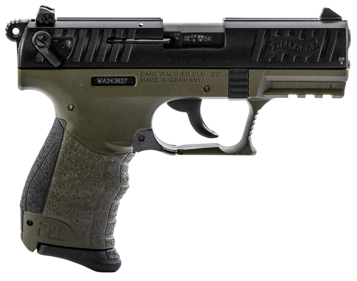 Walther Arms 5120715 P22 Q Military 22 LR 10+1 3.42" Steel/Threaded Barrel, Matte Black Tenifer Serrated/Steel Slide, OD Green Polymer Frame w/Picatinny Rail, Black Interchangeable Backstrap Grips 1 111598