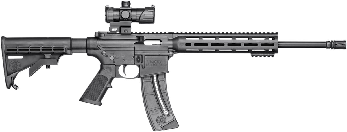 Smith & Wesson 12722 M&P15 Sport OR 22 LR 25+1 16.50" Matte Black Barrel, Optic Ready w/Red & Green Dot Optic Receiver, Black 6 Position Stock 1 112214