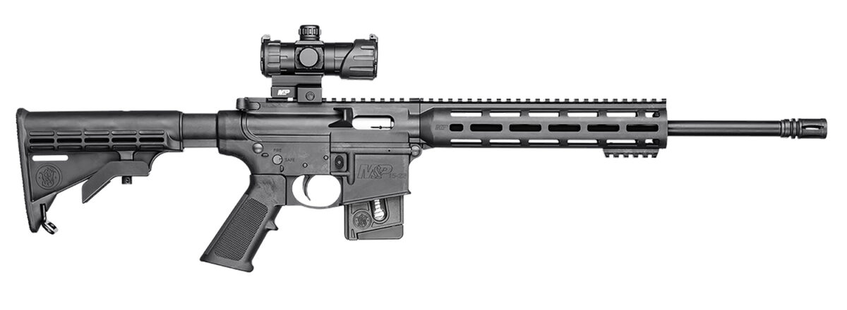 Smith & Wesson 12723 M&P15 Sport OR 22 LR 10+1 16.50" Carbon Steel Barrel, Adjustable 6 Position Stock, M&P100 4MOA Red/Green Dot, A2 Flash Hider, Functioning Charging Handle, 2 Position Safety 1 112215
