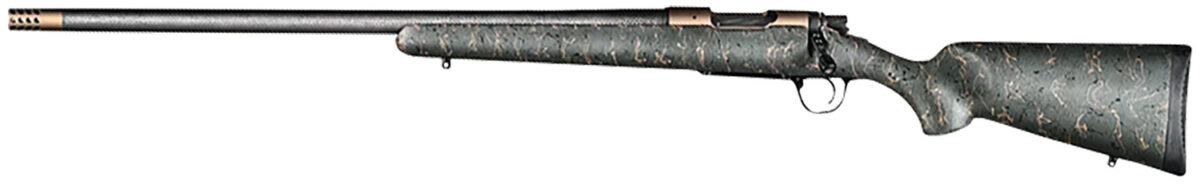 Christensen Arms 8010603800 Ridgeline 7mm-08 Rem 4+1 24" Carbon Fiber/Threaded Barrel, Burnt Bronze Cerakote, Green with Black/Tan Webbing Stock, Left Hand 1 145948