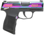 Sig Sauer 365380RBTMS P365 Micro-Compact 380 ACP 10+1 3.10" Black Carbon Steel Barrel, Rainbow Titanium Optic Ready/Serrated Slide, Black Steel Frame w/Rainbow Accents, Black Polymer Grips 2 150130