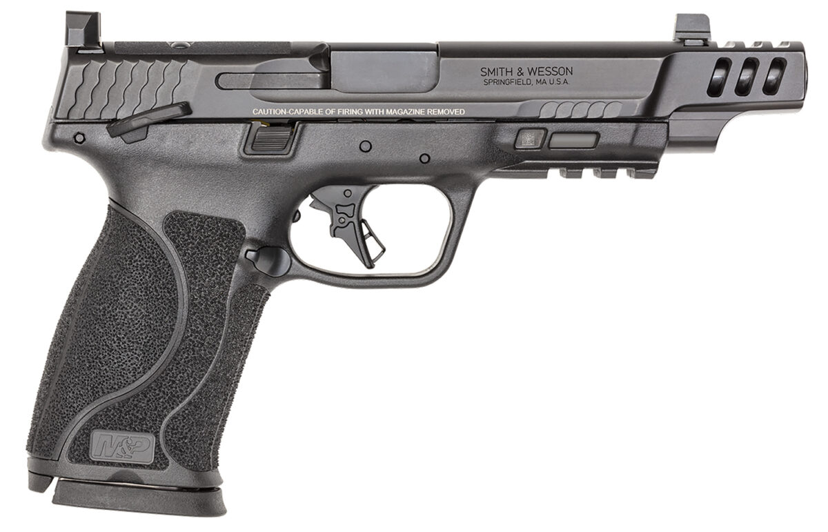 Smith & Wesson 13915 M&P PC M2.0 Full Size 10mm Auto 15+1 5.60" Black Armornite Ported Stainless Steel Barrel, Black Armornite Optic Cut/Serrated Stainless Steel Slide & Polymer Frame w/Picatinny Rail 1 156638 1