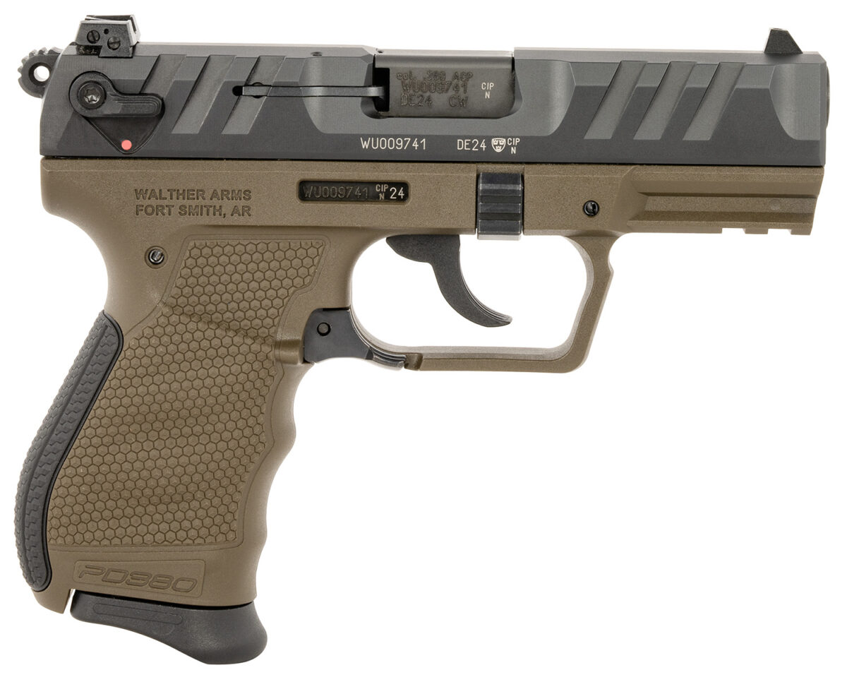 Walther Arms 5050515 PD380 Carry Frame 380 ACP 9+1 3.70" Black Stainless Steel, Barrel Black Cerakote Serrated Steel Slide, Military Green Polymer Frame, Textured Wraparound Grip 1 160901