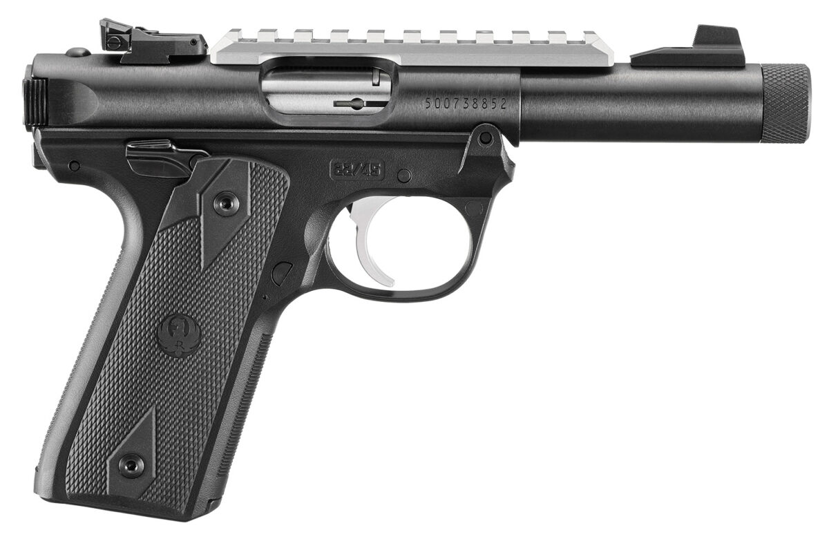 Ruger 40190 Mark IV 22/45 22 LR 10+1 4.40" Steel Threaded Bull Barrel, Blued Picatinny Rail Receiver, Blued Polymer Frame, Black Checkered Polymer Grip 1 180707