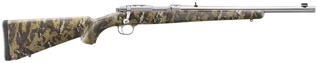 Ruger 7426 77/44 44 Rem Mag 4+1 16.60" Brushed Stainless Steel Threaded Barrel, Brushed Stainless Steel Receiver w/Integral Scope Mount, Desolve Bare Reduced Camo Synthetic Stock 1 184796 1