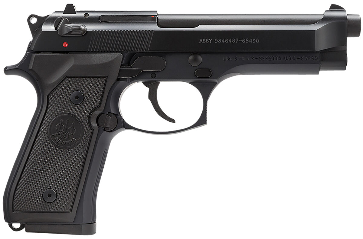 Beretta USA J92M9A0 M9 Full Size Frame 9mm Luger 10+1, 4.90" Steel Barrel, Black Bruniton Serrated Steel Slide & Aluminum Frame w/Beavertail, Ambidextrous 1 23505