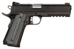 Rock Island 51485 Tac Ultra FS 45 ACP Caliber with 5" Barrel, 8+1 Capacity, Overall Black Parkerized Finish Steel, Picatinny Rail/Beavertail Frame, Serrated Slide & Black & Gray G10 Grip 2 35211
