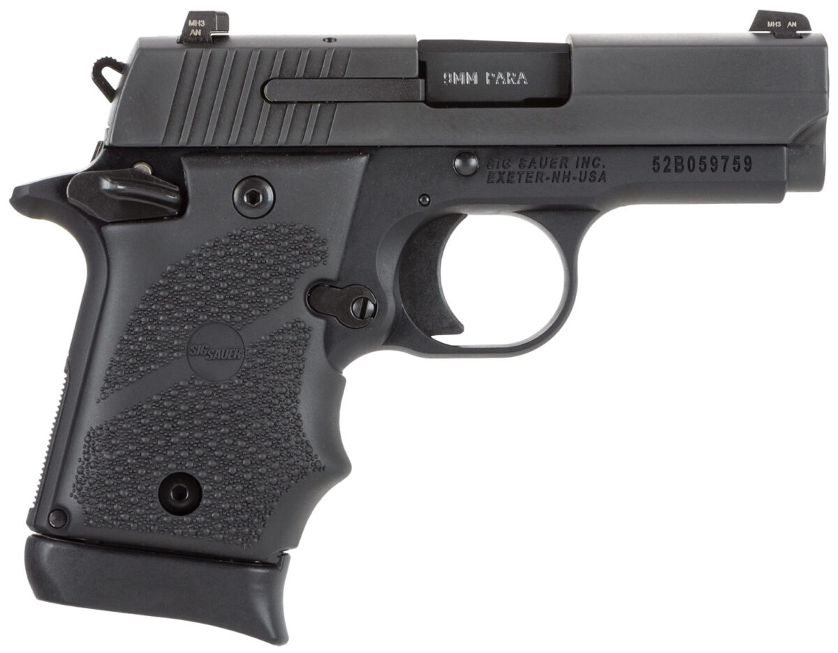 Sig Sauer 9389BRGAMBI P938 Micro-Compact BRG 9mm Luger 3" 7+1 Black Nitron Stainless Steel Black Hogue Rubber Grip 1 83801