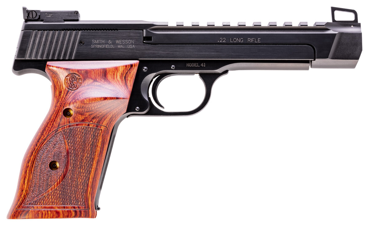 Smith & Wesson 178031 41 Performance Center Full Size Frame 22 LR 10+1, 5.50" Blued Button Rifled/Picatinny Rail Barrel, Blued Serrated Slide & Frame, Custom Wood Target Grip, Thumb Safety 1 84200