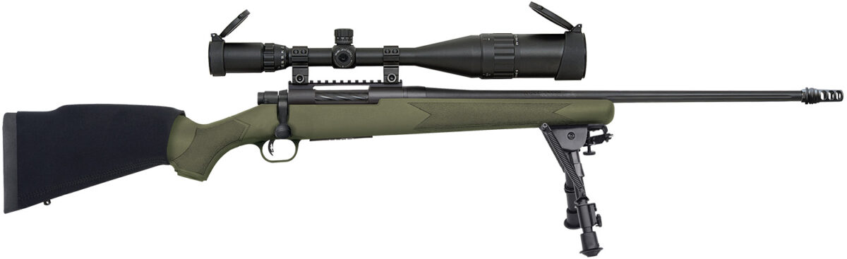 Mossberg 27924 Patriot Night Train 308 Win Caliber with 5+1 Capacity, 22" Threaded/Fluted Barrel, Matte Blued Metal Finish & OD Green Synthetic Stock Right Hand (Full Size) Includes 6-24x50mm Scope 1 97113