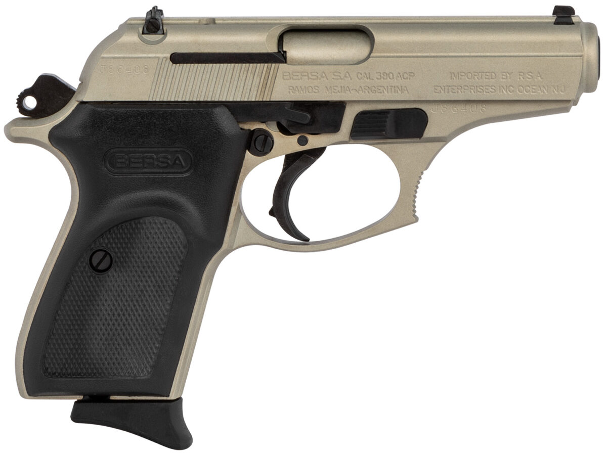 Bersa T380NKL8 Thunder Micro-Compact Frame 380 ACP 8+1, 3.50" Satin Nickel Steel Barrel, Serrated Steel Slide & Aluminum Frame 1 139423