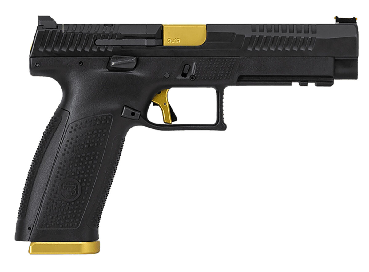 CZ-USA 95180 P-10 F Competition-Ready 9mm Luger 5" 19+1 Overall Black Finish with Inside Railed Steel with Optic Cut Slide, Polymer Grip, Gold Accents & Picatinny Rail 1 143230