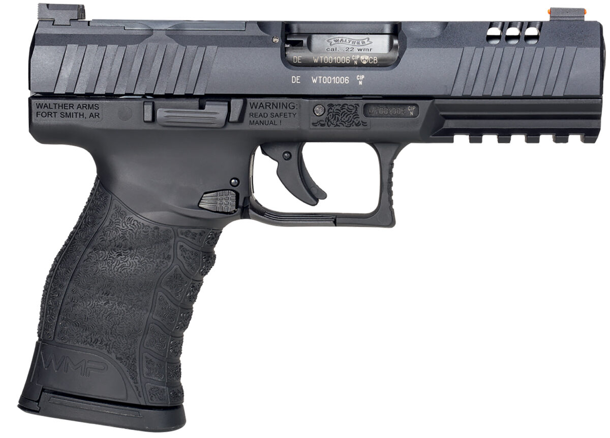 Walther Arms 5220302 WMP Optic Ready 22 WMR 10+1 4.50" Stainless Steel Barrel, Black Optic Ready/Serrated Slide, Black Polymer Frame w/Picatinny Rail, Black Polymer Grip, Right Hand 1 147246
