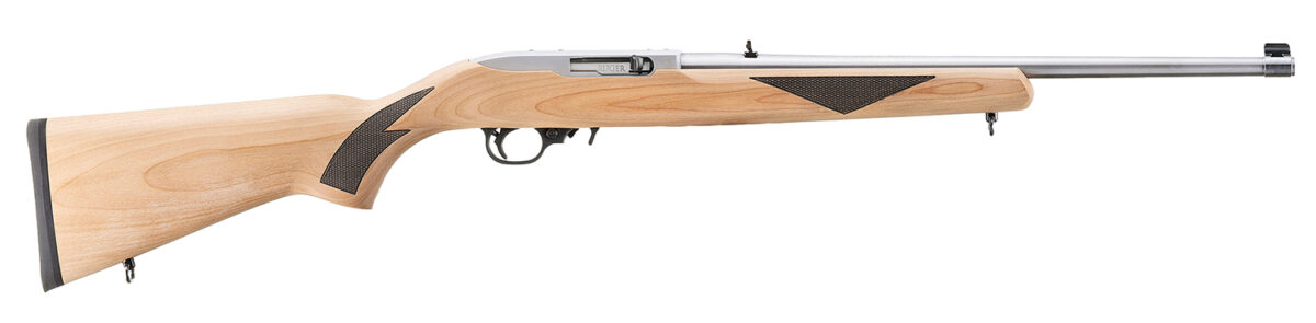 Ruger 31229 10/22 Sporter 22 LR 10+1 18.50" Clear Satin Stainless Steel Barrel, Natural w/Black Checkering Wood Stock 1 175058
