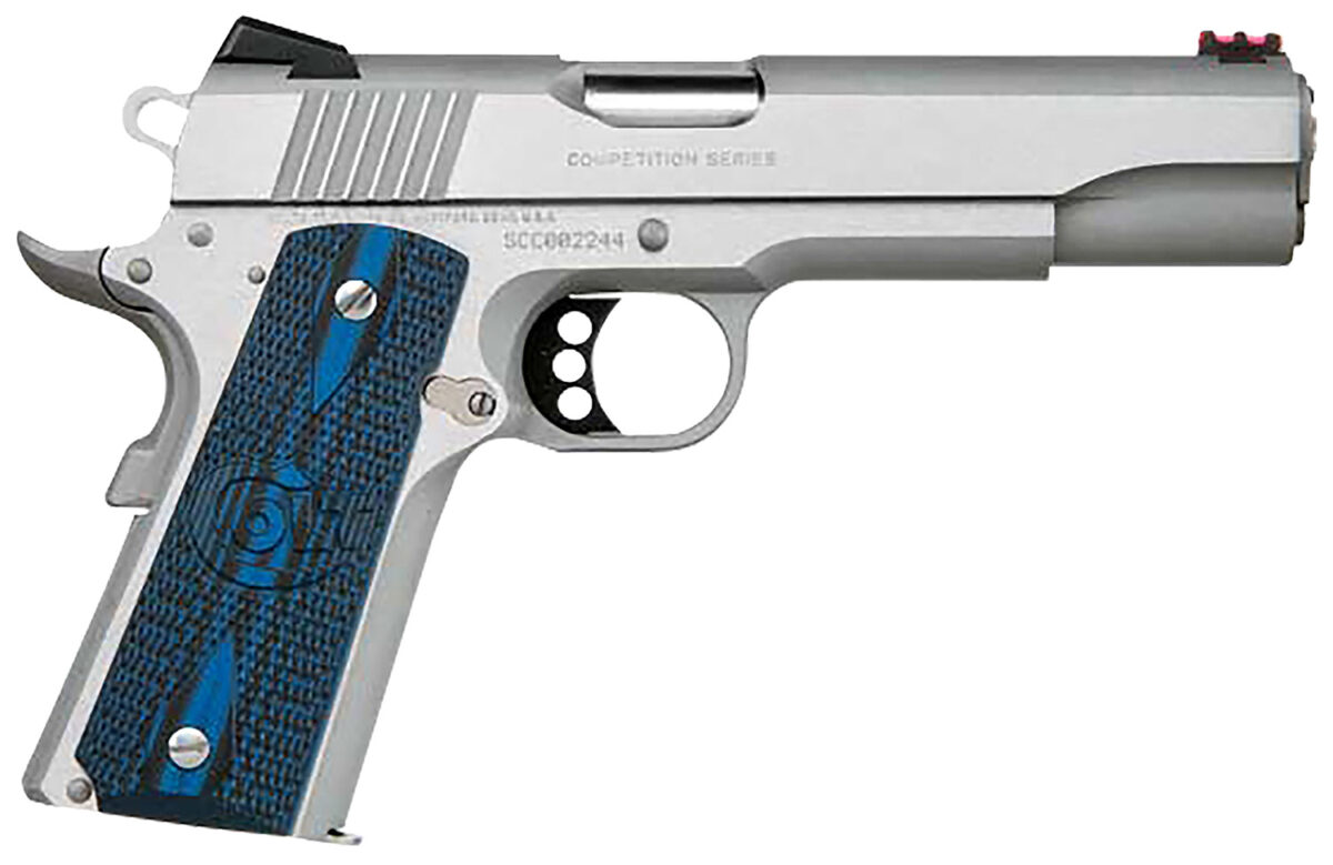 Colt Mfg O1072CCS Competition Government 9mm Luger 9+1 5" Stainless National Match Barrel, Stainless Steel Serrated Slide & Frame w/Beavertail, Checkered Blue G10 Grip, Ambidextrous 1 35127